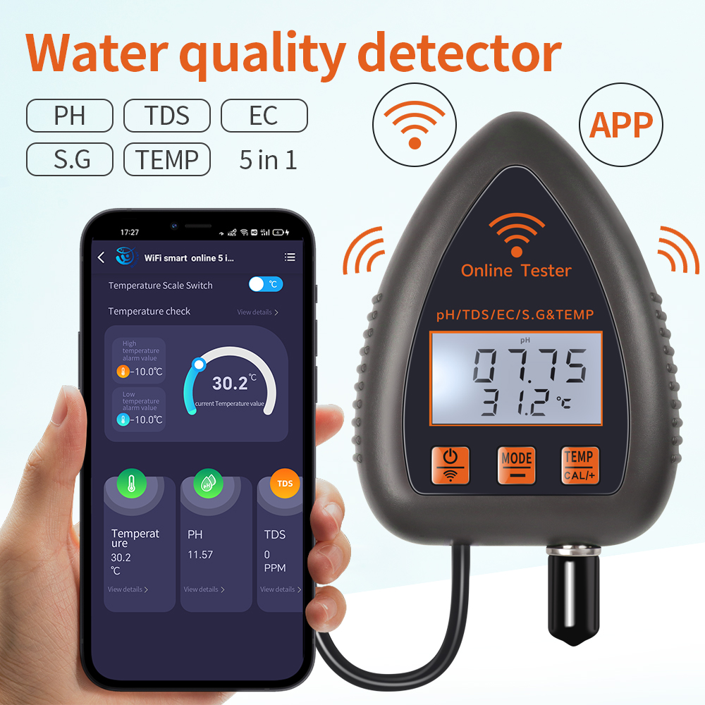 Tuya WiFi 5 في 1 TDS/EC/SALT/S - مراجعة Ph Meter Digital Water Tester وسعره