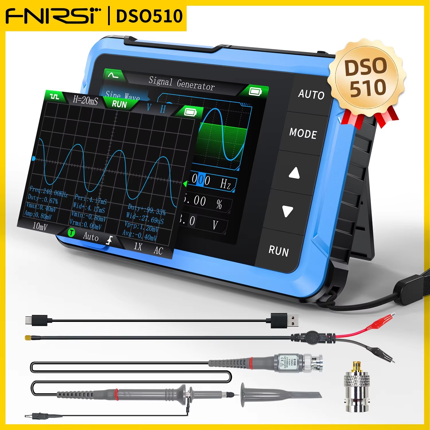 جهاز FNIRSI DSO510 10MHz الرقم - مراجعة Fnirsi Digital Oscilloscope Handheld وسعره