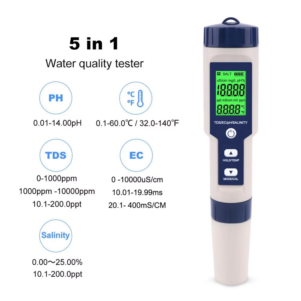 جهاز قياس رقمي 5 في 1 لقياس در - مراجعة Ph Meter Digital Water Tester وسعره