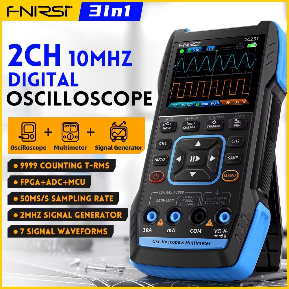 FNIRSI 2C23T يده ملتقط الذبذبا - مراجعة Fnirsi Digital Oscilloscope Handheld وسعره